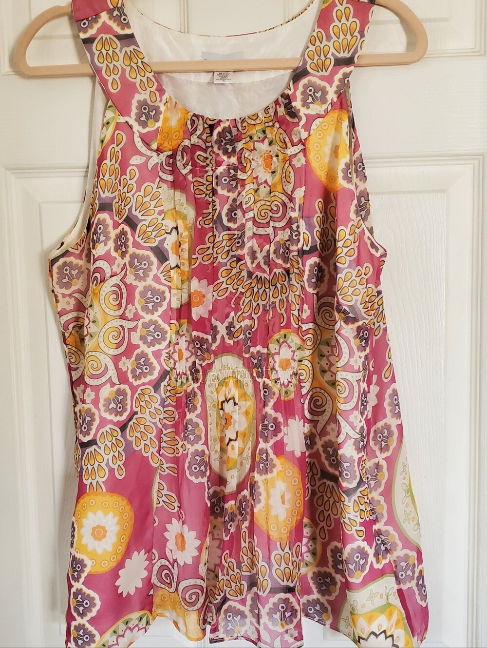 Soft Surroundings Floral Print Sleeveless tunic - Pink & Yellow. XL